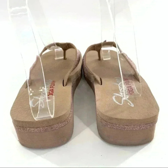 Sketchers Sandals 6 36 pink glitter yoga foam flatform flip flops vintage Y2k - Picture 4 of 12